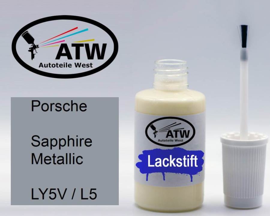 Porsche, Sapphire Metallic, LY5V / L5: 20ml Lackstift, von ATW Autoteile West.